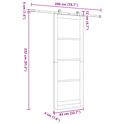 Glijdende Deur met Bevestigingsset 'ORKDAL'van massief hout en glas