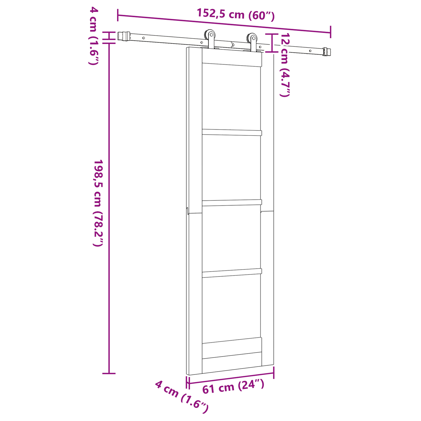 Schuifdeur met Hardware Set ORKDAL Wit Massief Hout van Dennen