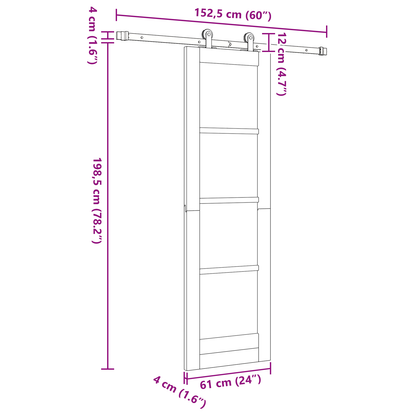 Schuifdeur met Hardware Set ORKDAL Wit Massief Hout van Dennen