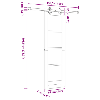 Glijdende Deur met Hardware Set ORKDAL Massief Houten Den