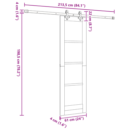 Schuifdeur met Hardware Set 'ORKDAL'van Massief Vurenhout