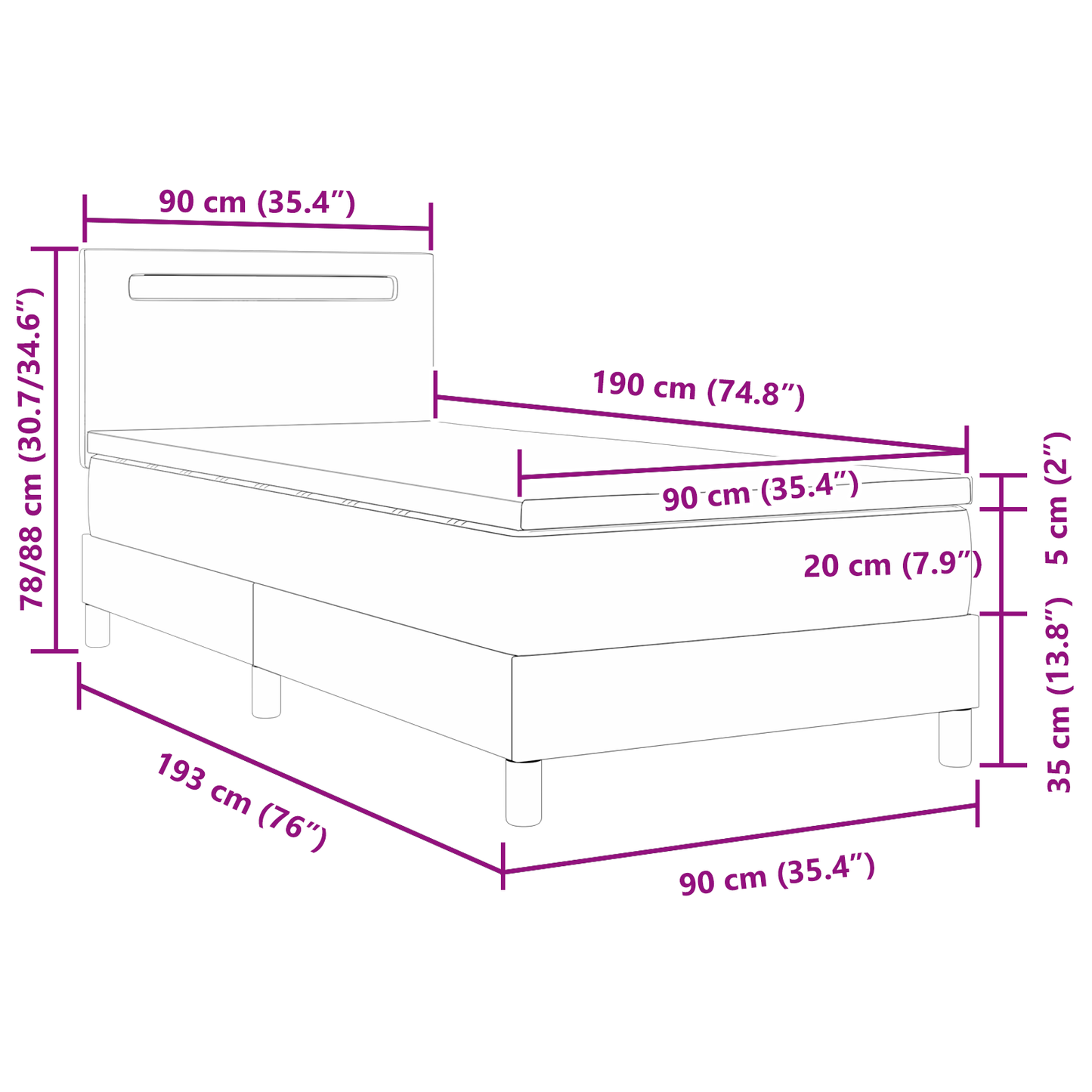 Boxspringbed met matras kunstleer zwart Single