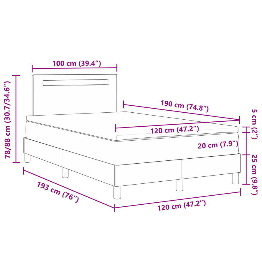 Boxspringbed met matras kunstleer grijs Small Double