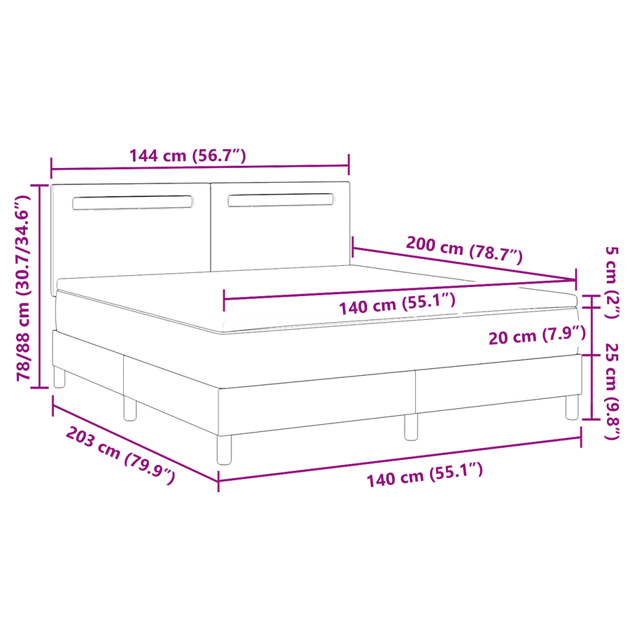 Boxspringbed met matras kunstleer zwart 140x200 cm
