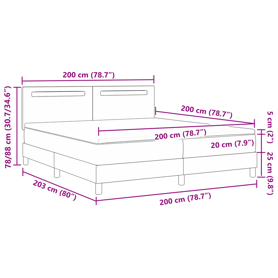 boxspringbed met matras kunstleer zwart 200x200 cm