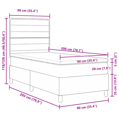Boxspringbed met matras stof taupe 90x200 cm