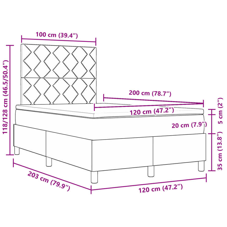 Boxspringbed met matras Donkerbruin 120x200 cm Stof