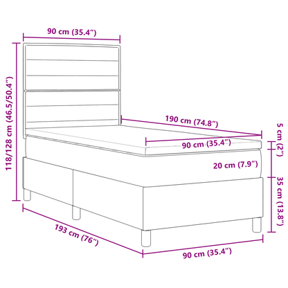 Boxspringbed met matras stof taupe Single