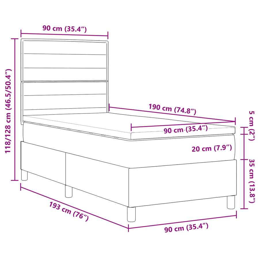 Boxspringbed met matras stof taupe Single