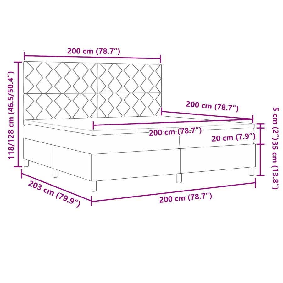 Boxspring Bed met Matras Blauw 200x200 cm Stof