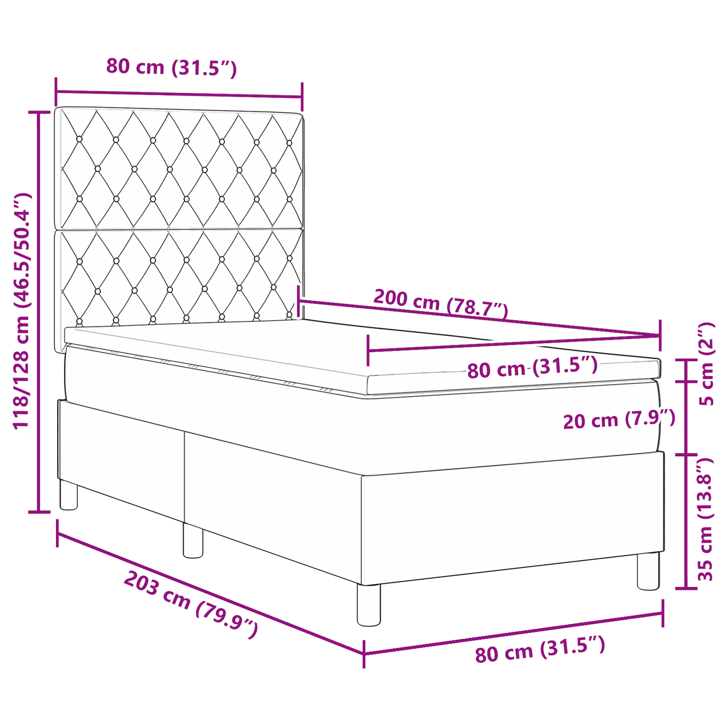 Boxspringbed met matras fluweel donkergrijs 80x200 cm