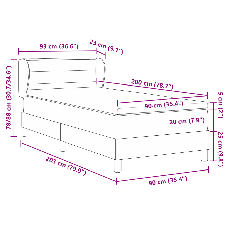 Boxspringbed met matras stof zwart 90x200 cm