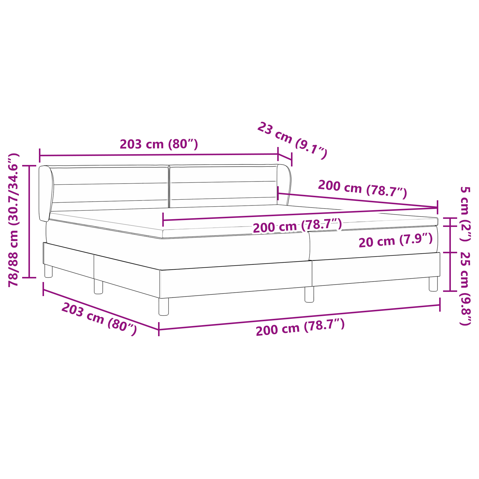 Boxspringbed met matras stof donkergrijs 200x200 cm