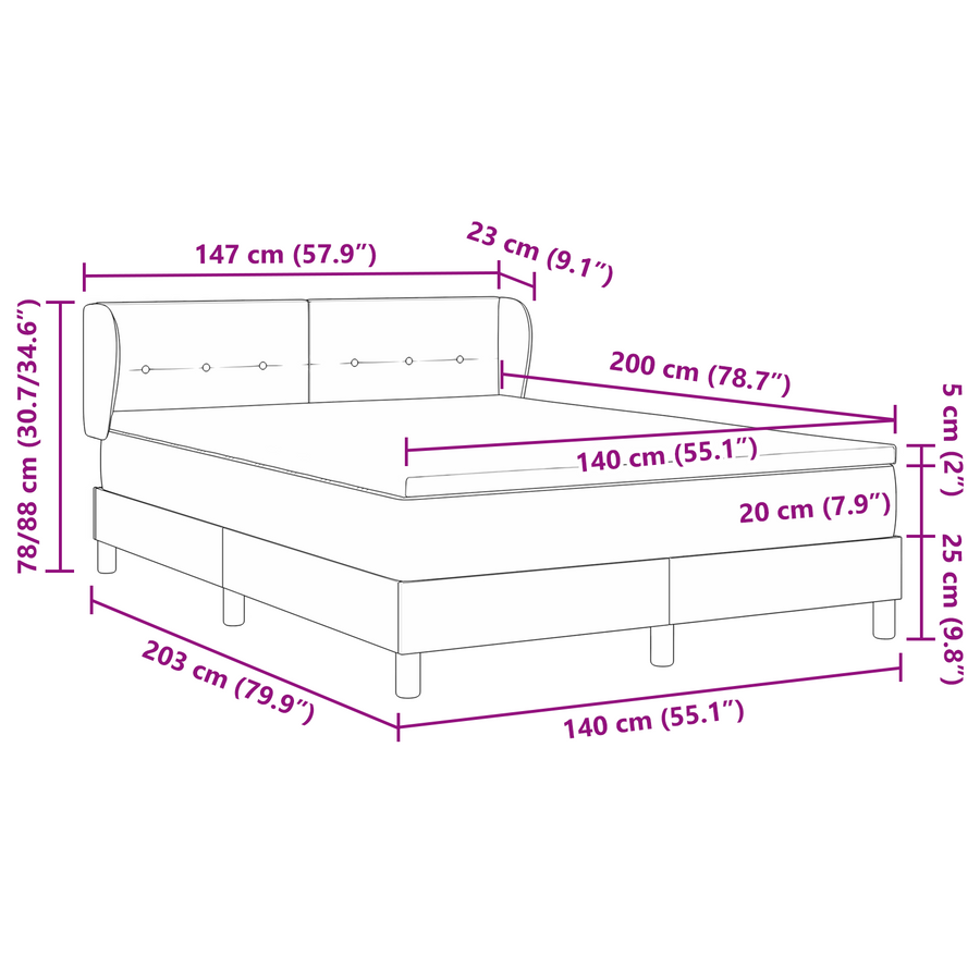 Boxspringbed met matras stof donkerbruin 140x200 cm
