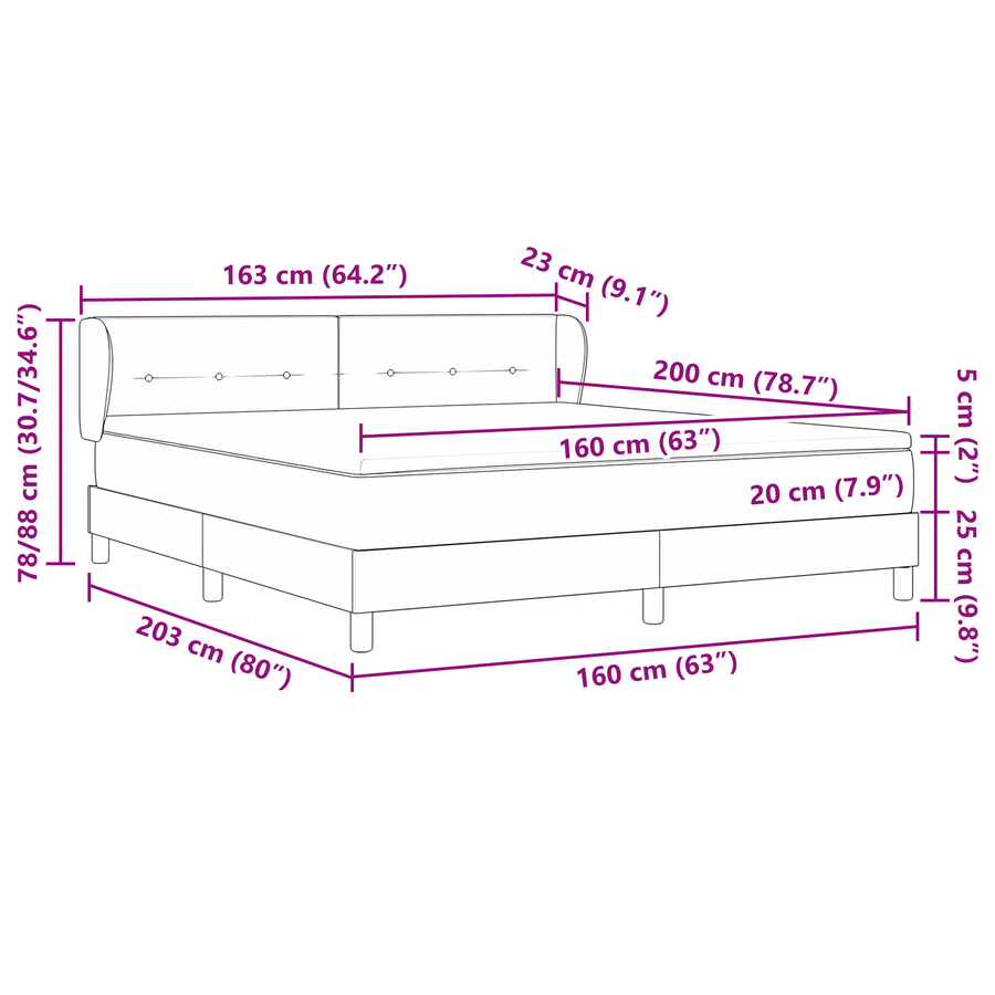 Boxspringbed met matras stof donkergrijs 160x200 cm
