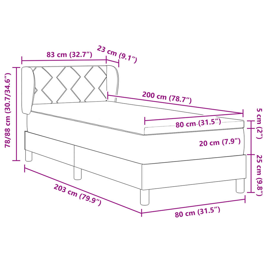 Boxspringbed met matras stof taupe 80x200 cm