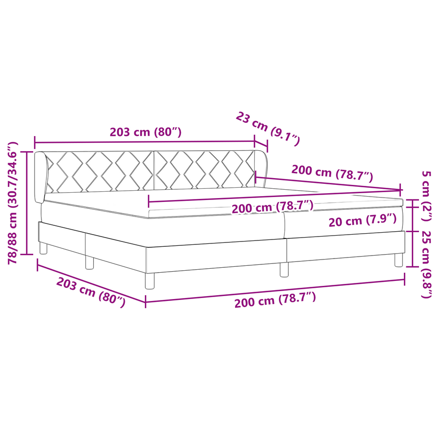 Boxspringbed met matras stof lichtgrijs 200x200 cm