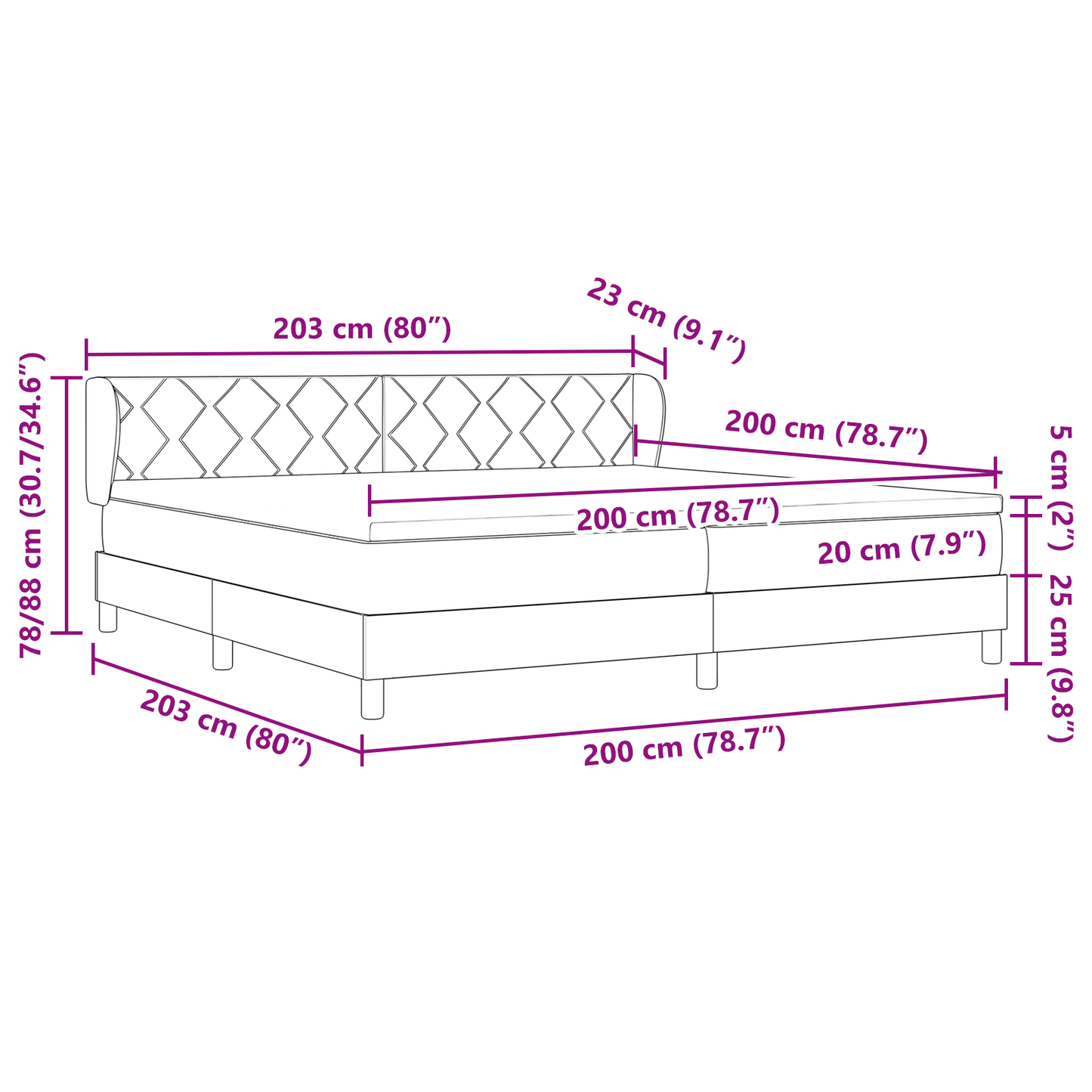 Boxspringbed met matras stof donkergrijs 200x200 cm