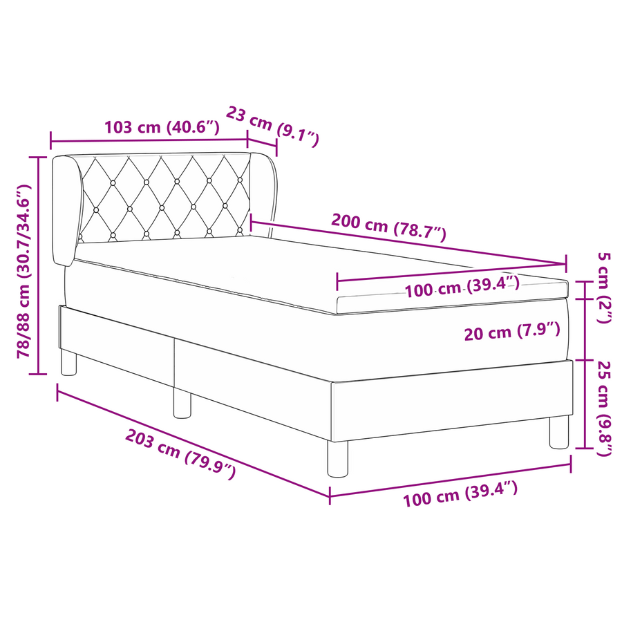 Boxspringbed met matras fluweel donkergroen 100x200 cm