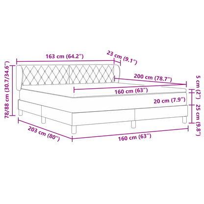 Boxspringbed met matras fluweel donkerblauw 160x200 cm