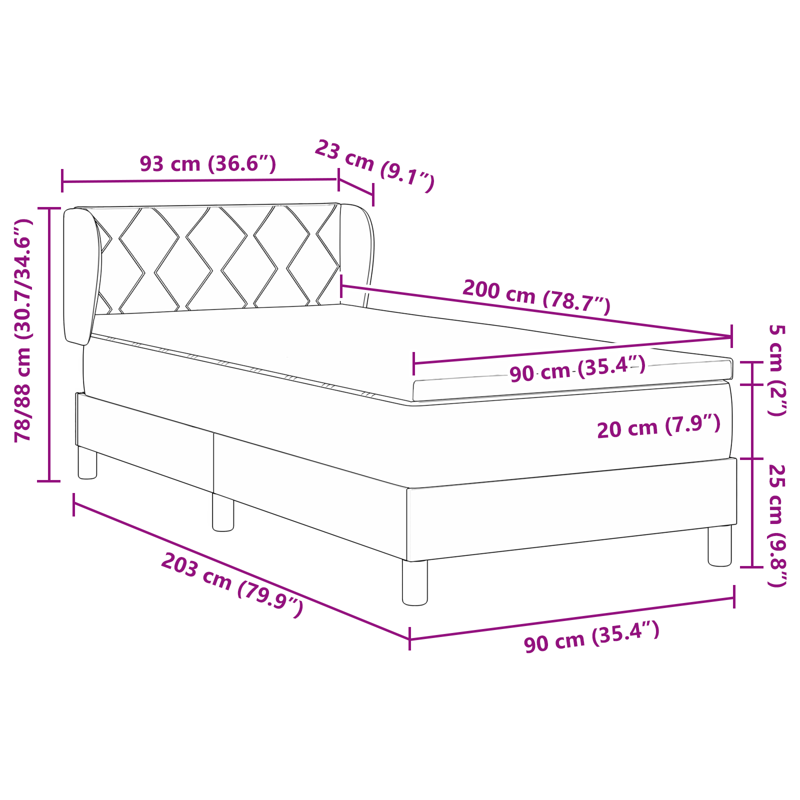 Boxspringbed met matras fluweel donkerblauw 90x200 cm