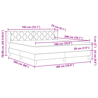 Boxspringbed met matras fluweel lichtgrijs 180x200 cm