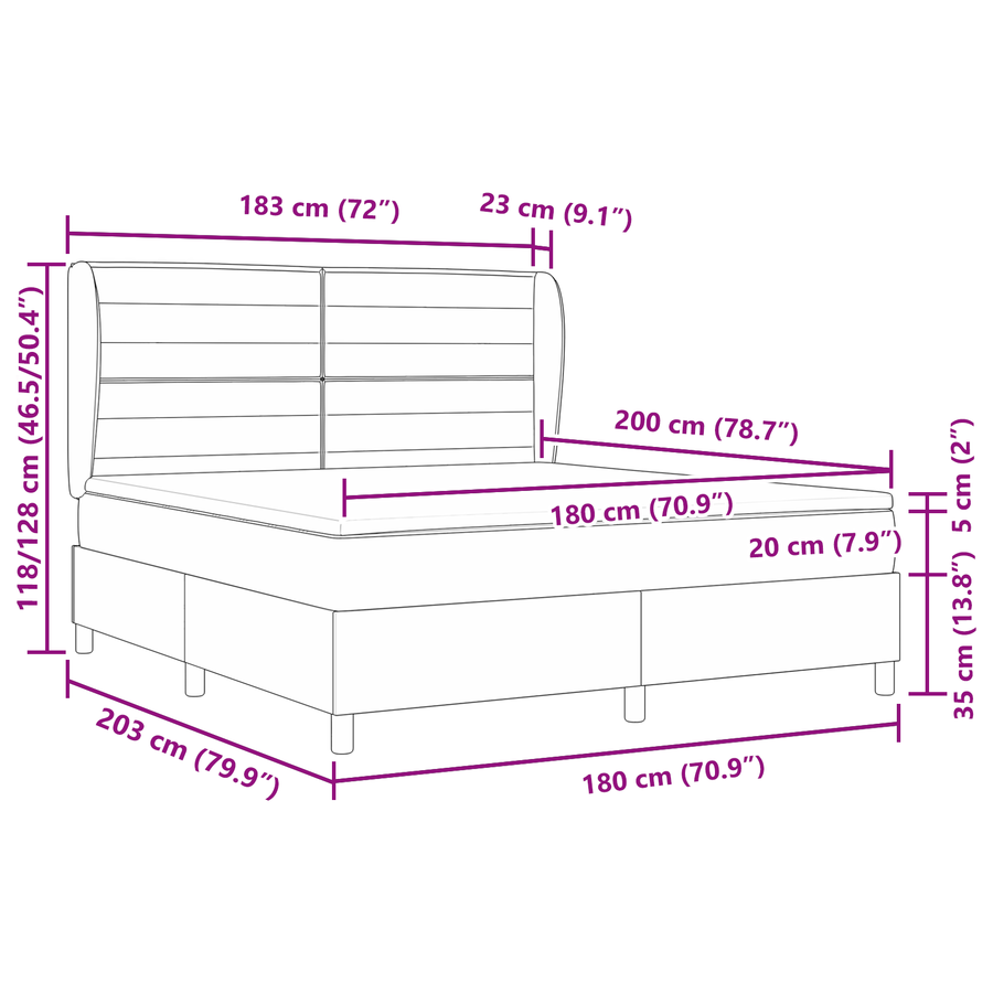 Boxspringbed met matras stof zwart 180x200 cm