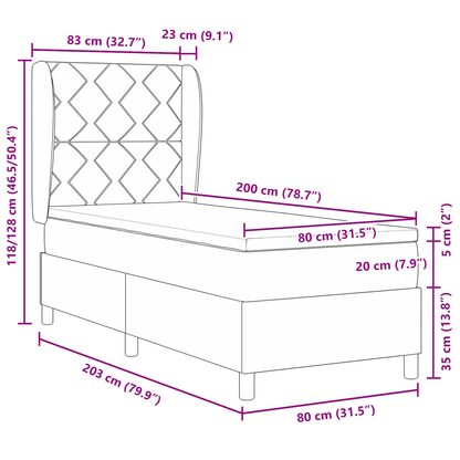 Boxspringbed met matras stof zwart 80x200 cm