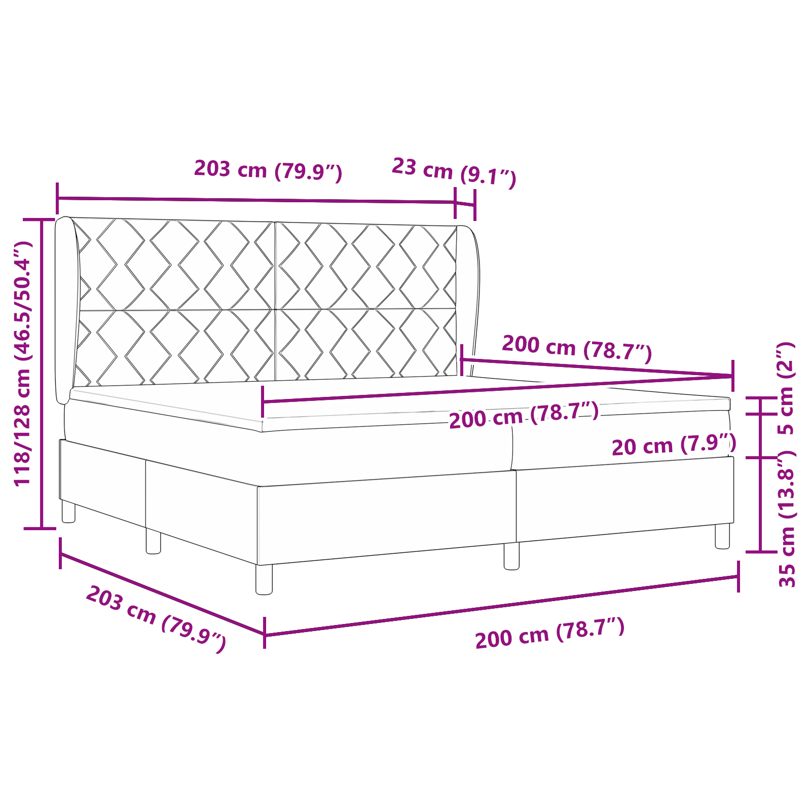 Boxspringbed met matras stof donkerbruin 200x200 cm