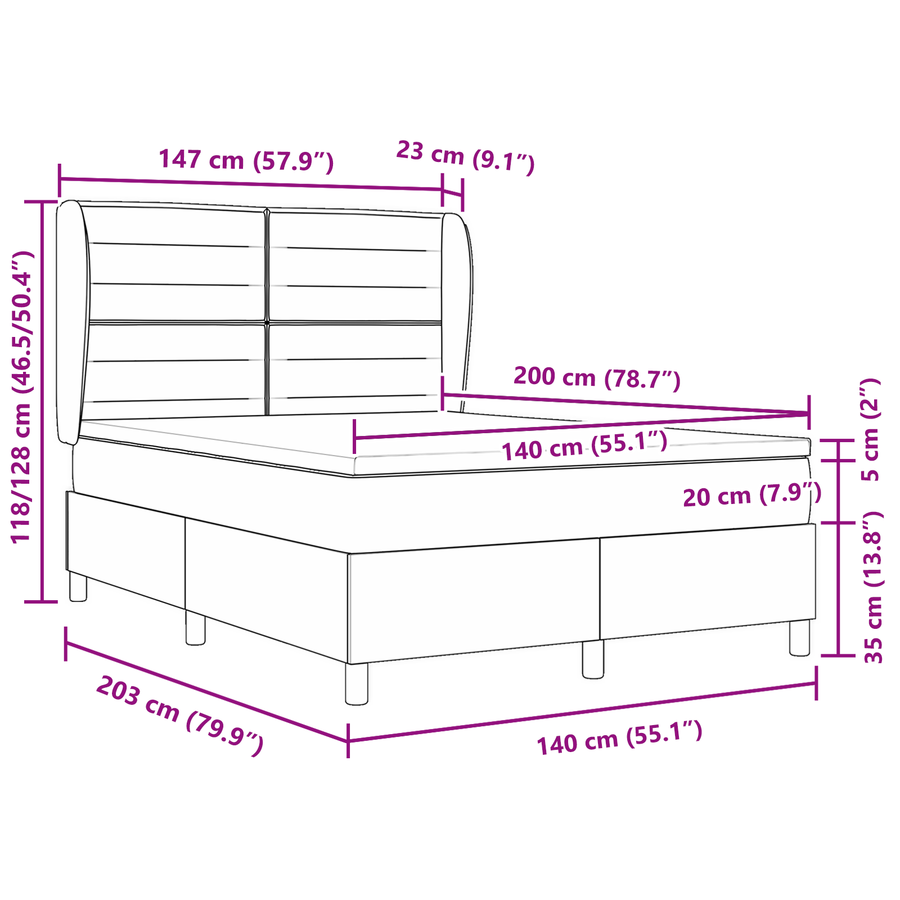 Boxspringbed met matras stof zwart 140x200 cm