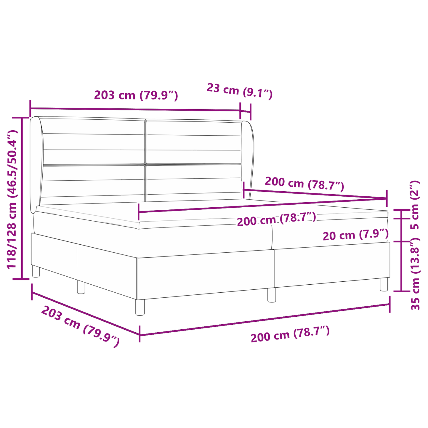 Boxspringbed met matras stof crèmekleurig 200x200 cm