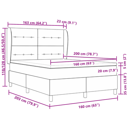 Boxspringbed met matras stof donkergrijs 160x200 cm
