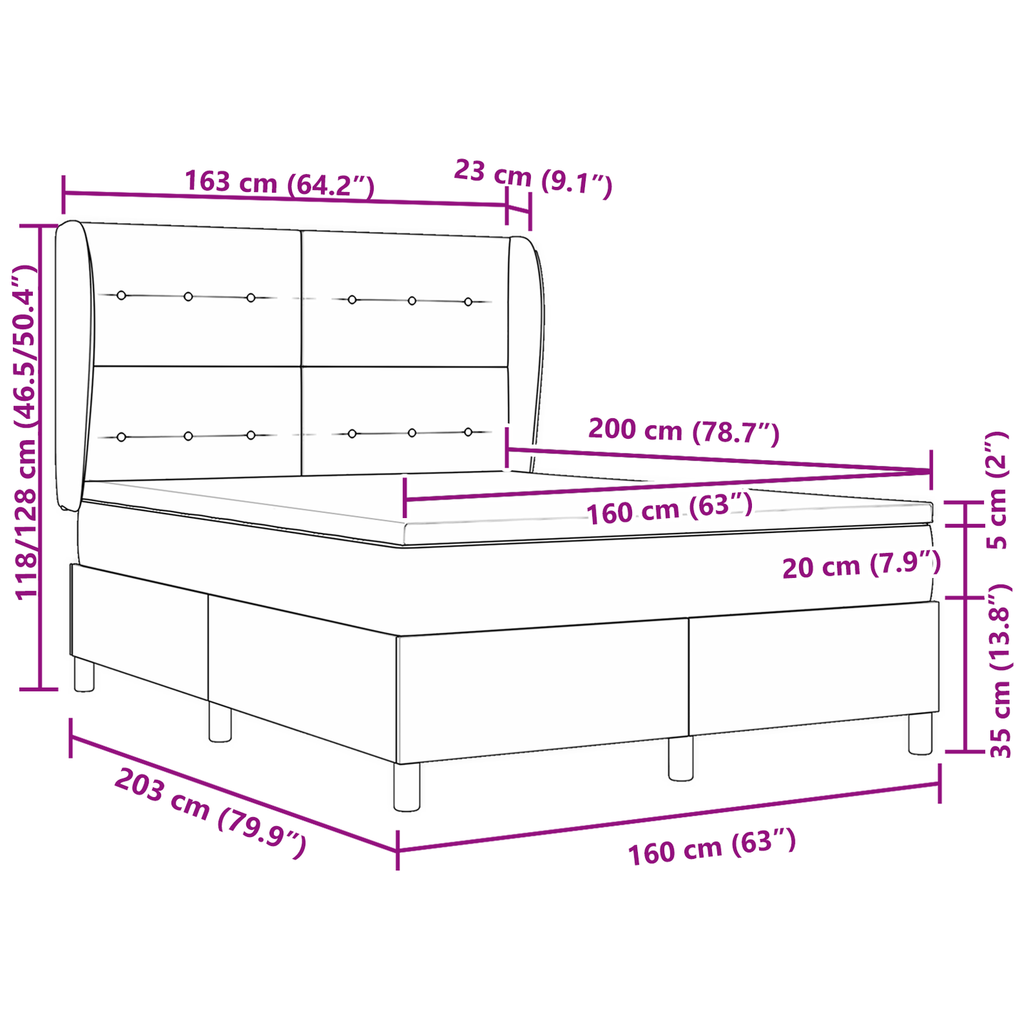 Boxspringbed met matras stof taupe 160x200 cm