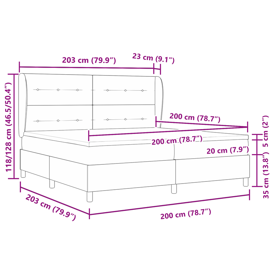 Boxspringbed met matras stof blauw 200x200 cm