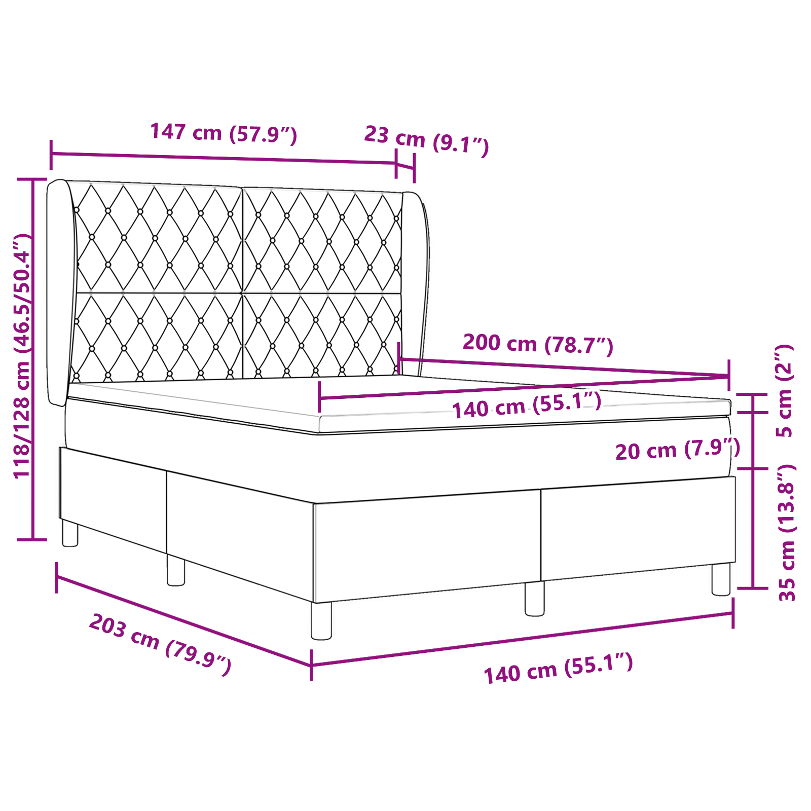 Boxspringbed met matras fluweel lichtgrijs 140x200 cm