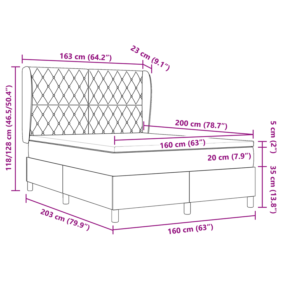 Boxspringbed met matras fluweel donkergrijs 160x200 cm