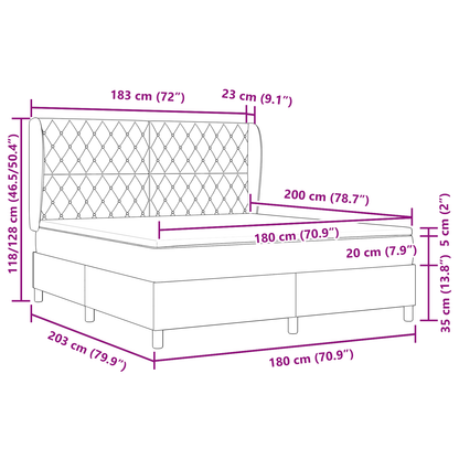 Boxspringbed met matras fluweel donkergrijs 180x200 cm