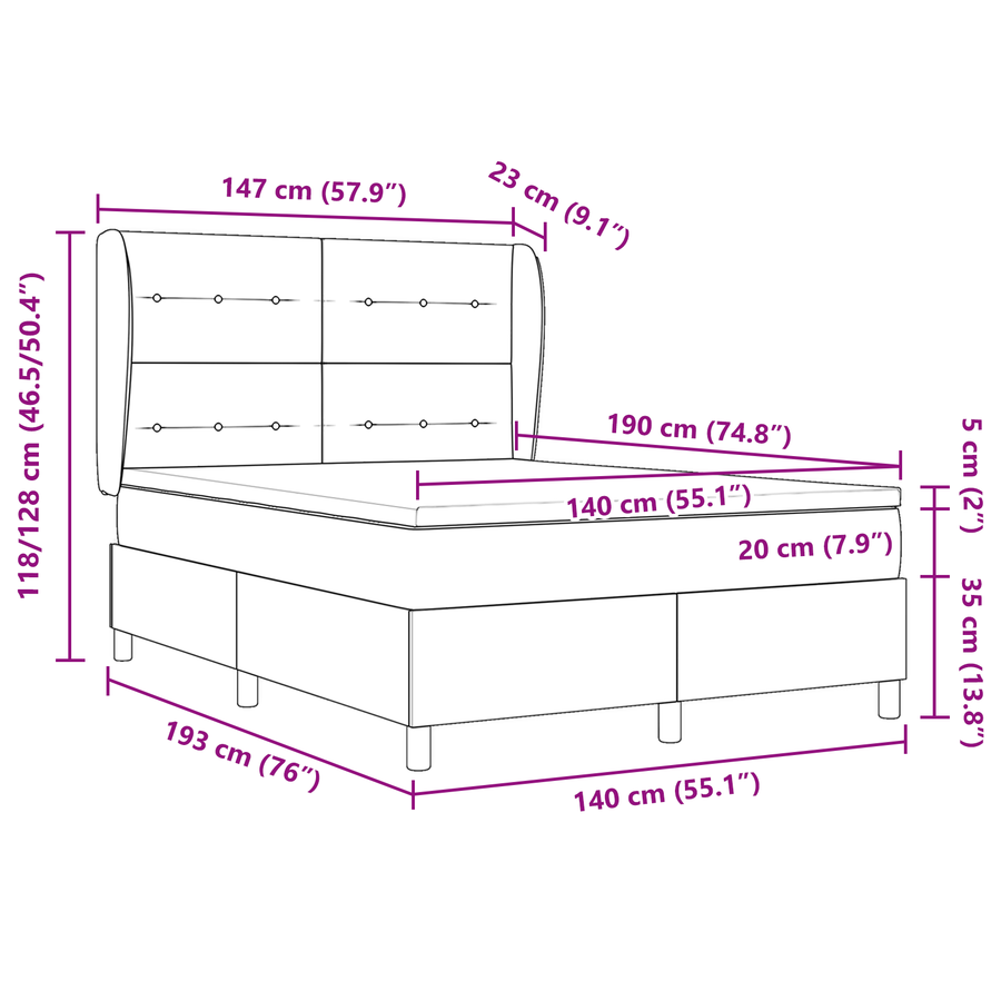 Boxspringbed met matras fluweel roze 140x190 cm