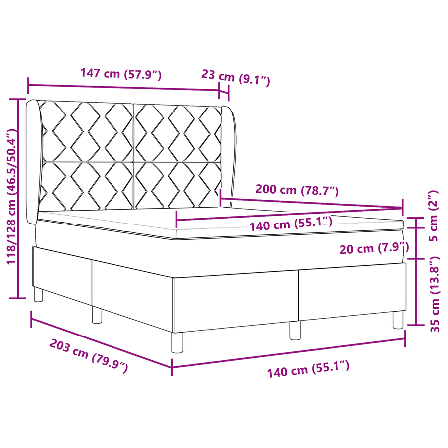 Boxspringbed met matras fluweel lichtgrijs 140x200 cm