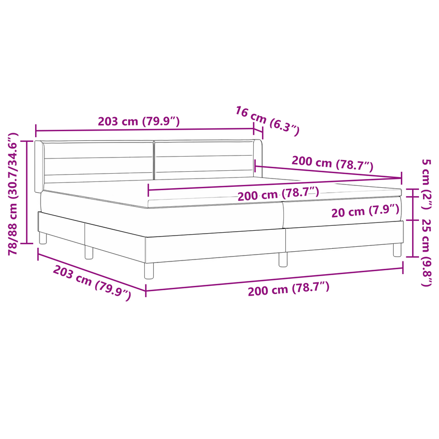 Boxspringbed met matras stof donkergrijs 200x200 cmfen