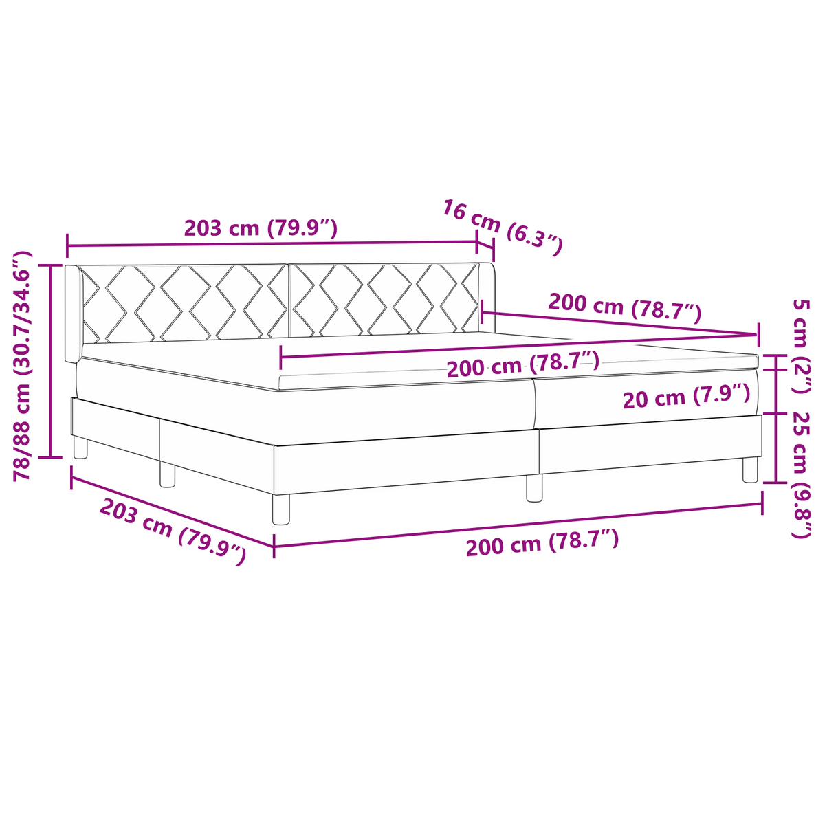 Boxspringsbed met matras stof crèmekleurig 200x200 cm