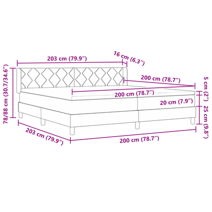 Boxspringsbed met matras stof crèmekleurig 200x200 cm