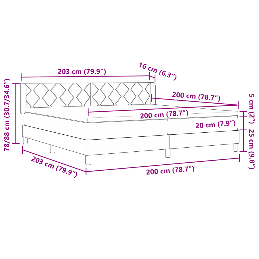Boxspringbed met matras stof blauw 200x200 cm