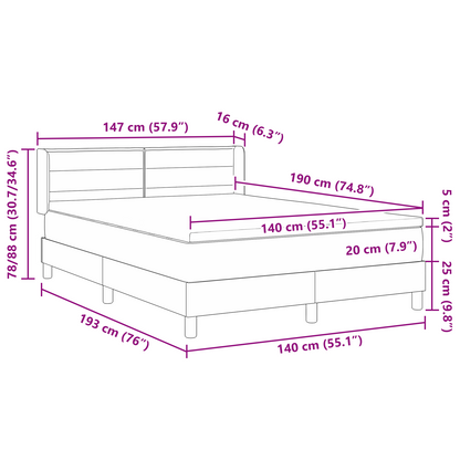 Boxspringbed met matras stof crèmekleurig 140x190 cm