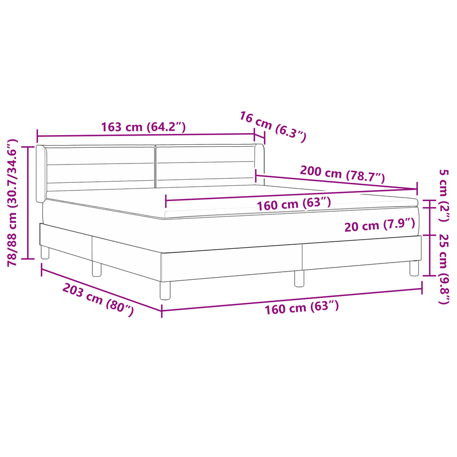 Boxspringbed met matras stof lichtgrijs 160x200 cm