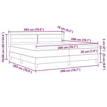 Boxspring bed Zwart en Wit en Zwart 200 x 200 cm Schuim