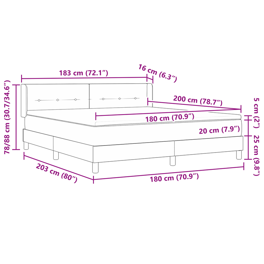 Boxspring bed Donkerbruin en Wit 180 x 200 cm Polyester