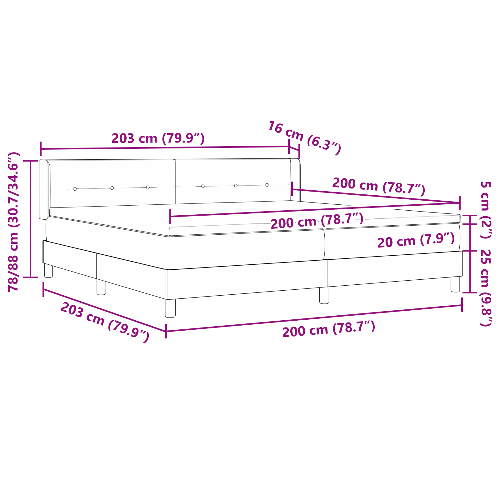 Boxspringbed met matras fluweel roze 200x200 cm