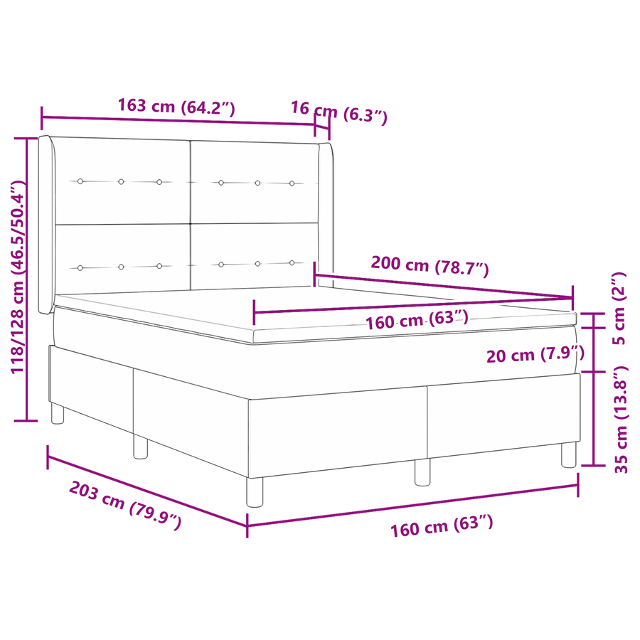 Boxspringbed met matras stof crèmekleurig 160x200 cm