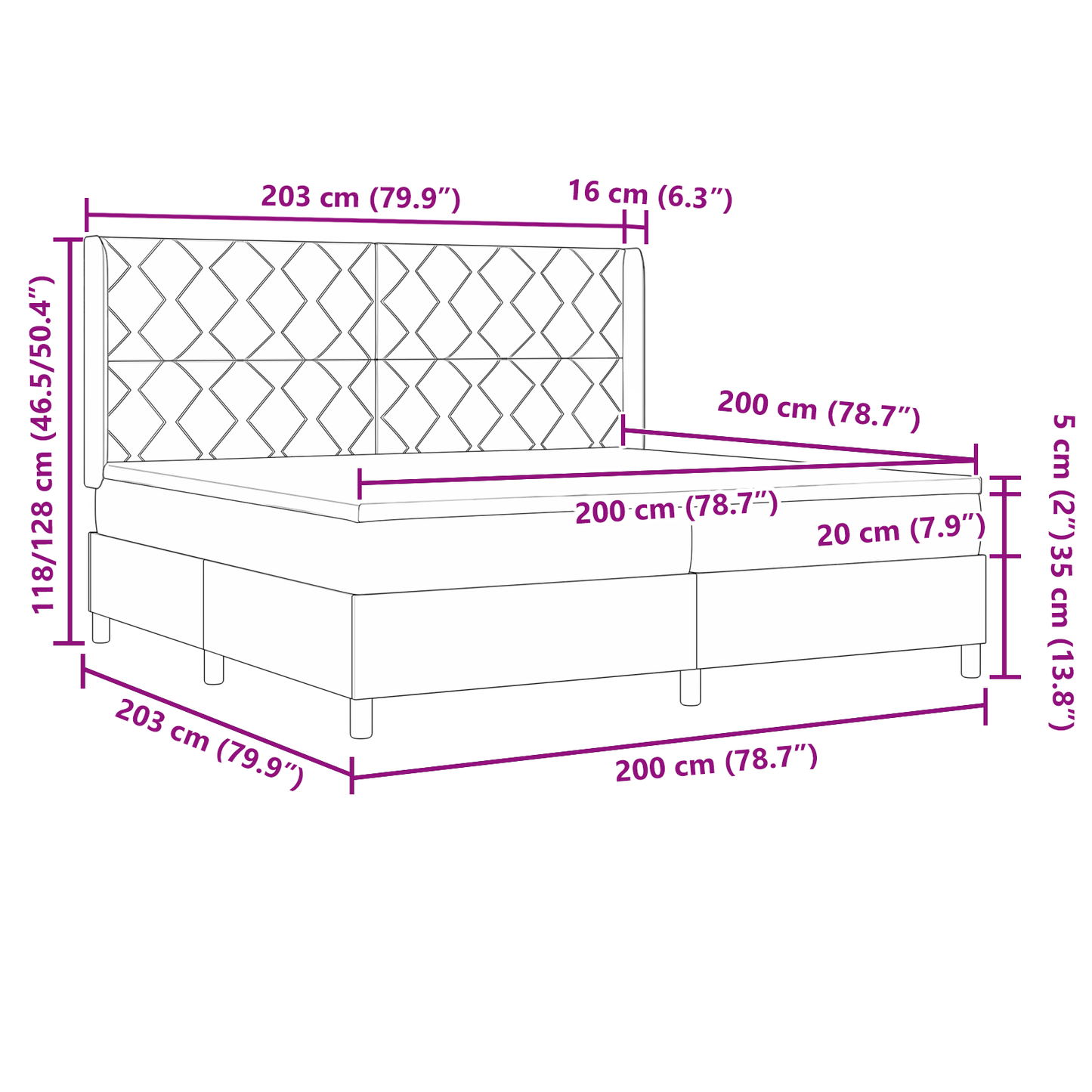 Boxspringbed met matras stof zwart 200x200 cm